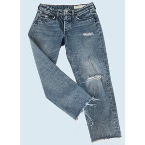 RAG & BONE Rosa Mid Rise Boyfriend Button Fly Distressed Jeans Sz 24